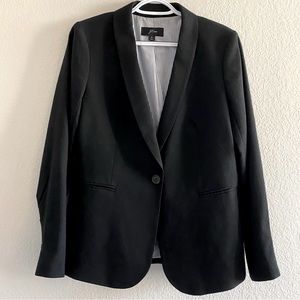 Women’s J. Crew classic black wool blazer jacket w/ striped lining size 6